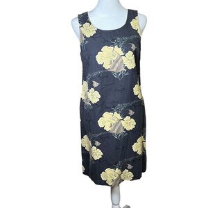 Floral Sleeveless Dress - Yellow and Black